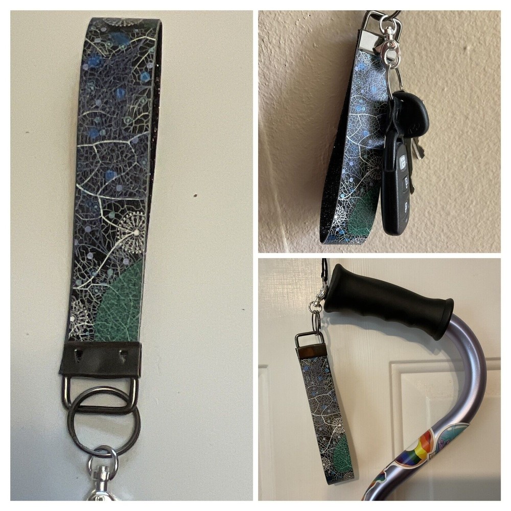 Abstract Key Fob Wristlet Keychain  Cane strap handmade
